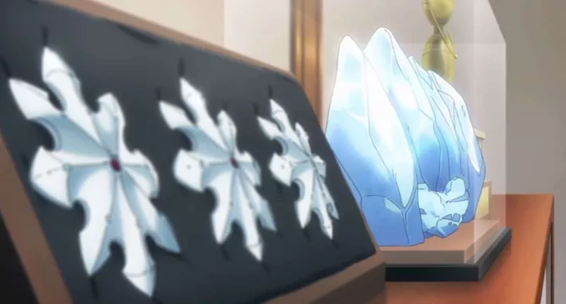 Essence Stones in a glass case in Solo Leveling.