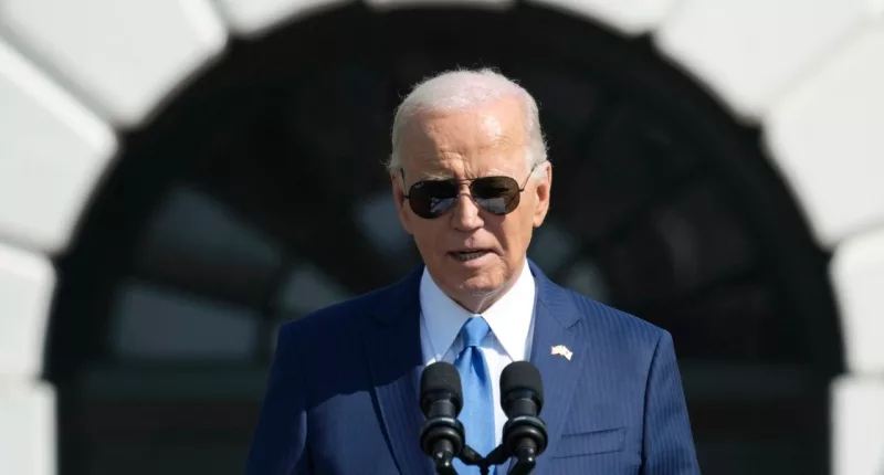 President Joe Biden speaks during a State Arrival Ceremony with Japanese Prime Minister Fumio Kishida on the South Lawn of the White House, Wednesday, April 10, 2024, in Washington. (AP Photo/Susan Walsh)