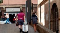 The unnamed couple are seen leaving court in Palma