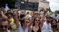 Ibiza residents are planning mass protests to curb party tourists that will be similar to the Tenerife  protests which took place in April (pictured)