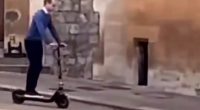 The heir to the throne was filmed zipping around Windsor Castle on his e-scooter