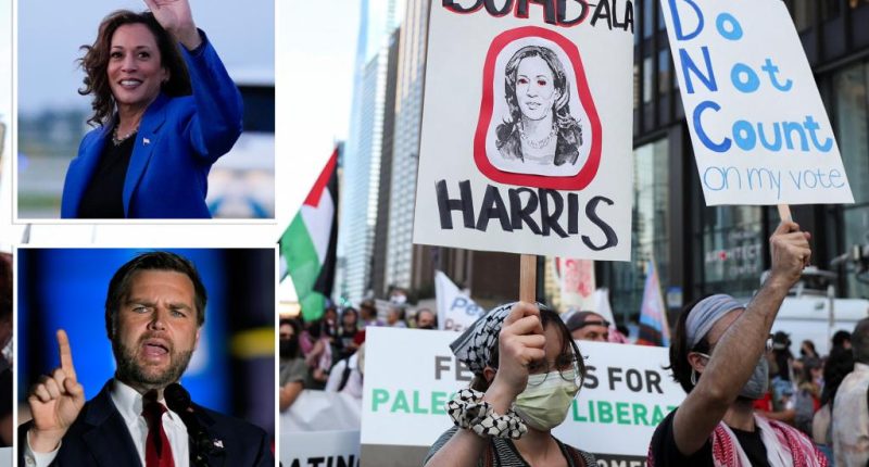 While protesters harass DNC, Kamala Harris escapes north to Milwaukee as J.D. Vance follows close behind