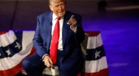 Trump, pictured at a Fox News town hall, will go up against Harris on Tuesday
