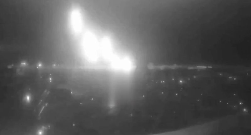 Chilling footage showed missiles raining down on the Ukrainian city of Dnipro