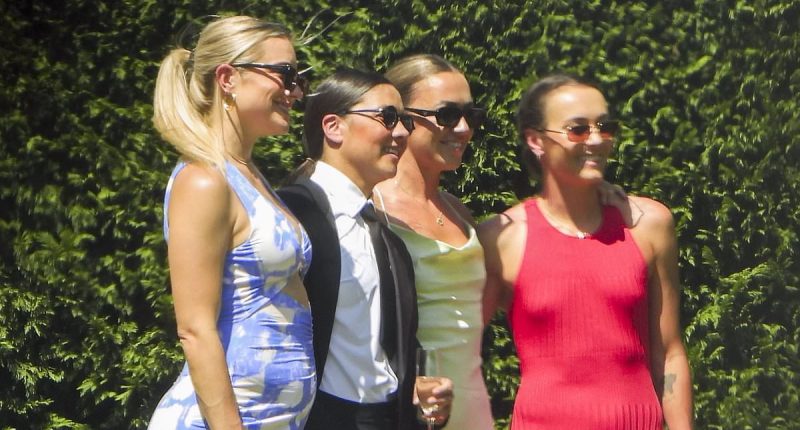 Matildas stars including Sam Kerr and her pregnant fiancee Kristie Mewis flock to their teammate Emily Van Egmond's stunning wedding