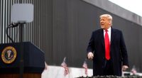 President Trump speaking at the U.S.-Mexico border wall.