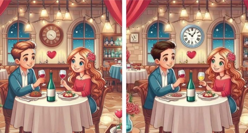 Illustration of two couples on romantic dates in a restaurant.