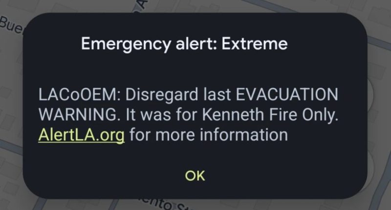 The emergency alert was sent to all 10 million residents of LA
