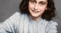 Black and white photo of Anne Frank.