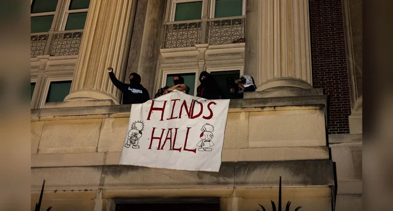 Anti-Israel groups spray-paint Columbia University building, 'cemented' sewage system
