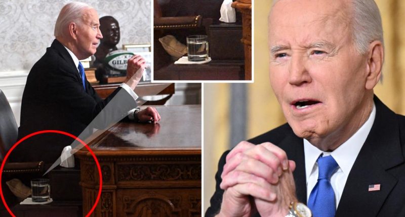 Biden sits on pillow to boost himself up during farewell Oval Office address