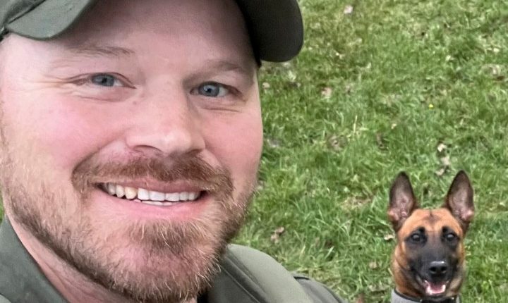 U.S. Border Patrol Agent David Maland and his K9 partner, Cora.