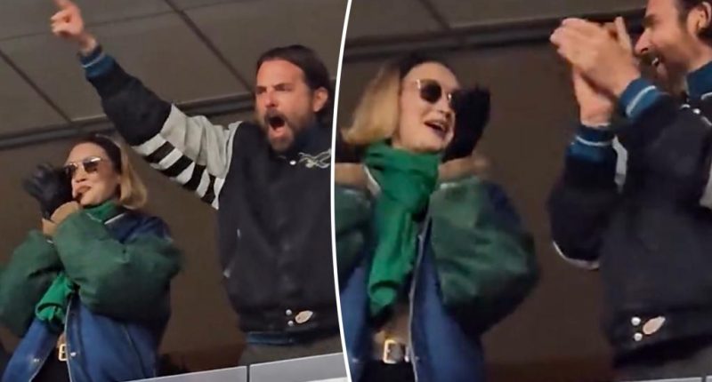 Bradley Cooper and girlfriend Gigi Hadid cheer on Philadelphia Eagles in his hometown