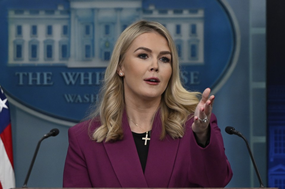 Karoline Leavitt, White House Press Secretary, speaking at a press briefing.