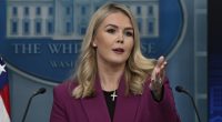 Karoline Leavitt, White House Press Secretary, speaking at a press briefing.