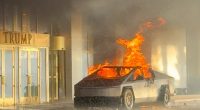 The Tesla erupted in flames
