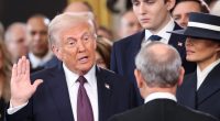 Donald Trump being sworn in as president.