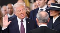 Donald Trump taking the oath of office.