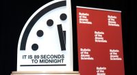 Doomsday Clock showing 89 seconds to midnight.