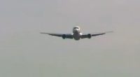 Footage shows the jet coming to land without its wheels down