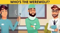 Illustration of three doctors, one holding a stethoscope, and the question "Who's the werewolf?"