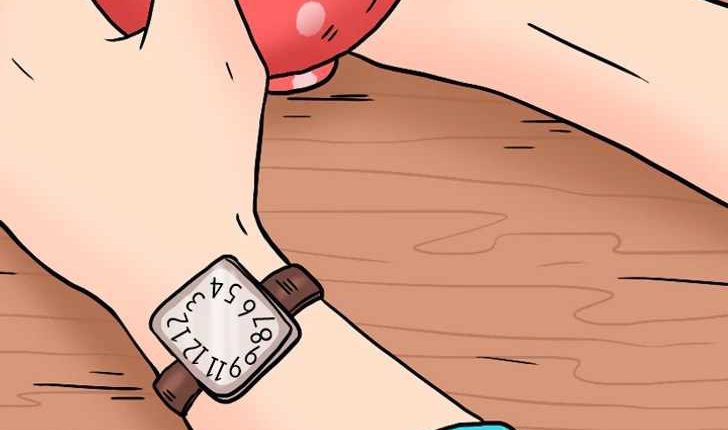 A wristwatch with the numbers out of order; a visual puzzle.