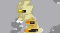 The Met Office issued weather map reveals the exact time amber warning hits