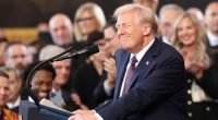 President Donald Trump speaking at a ceremony.