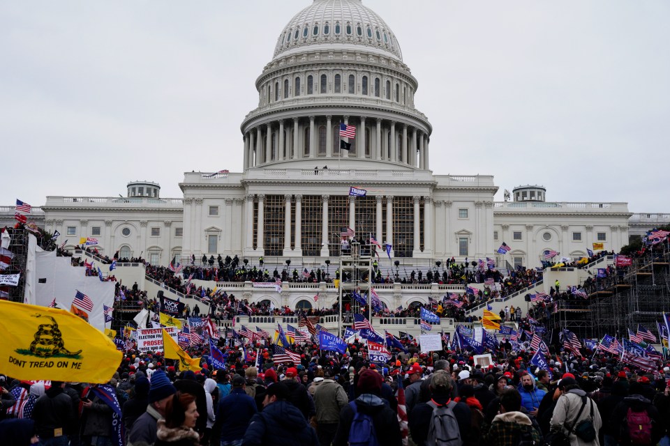 Pro-Trump protesters at the US Capitol building.