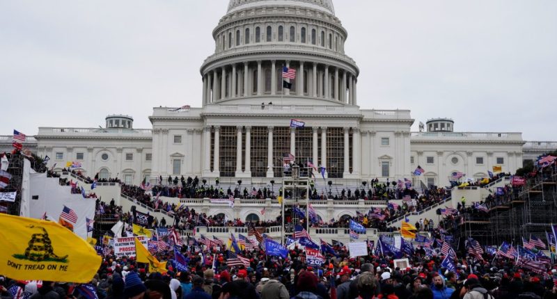 Pro-Trump protesters at the US Capitol building.