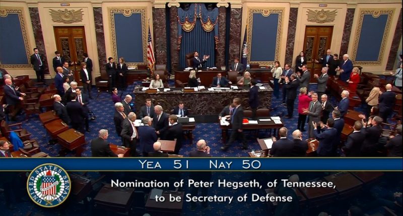 Hegseth confirmed as Trump's defense secretary in tie-breaking vote despite turmoil over his conduct