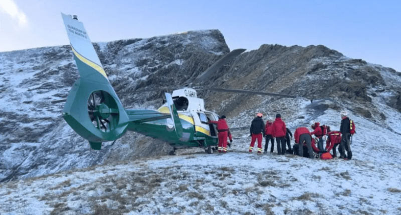 The man's body was transported to the air ambulance and flown to the team's base