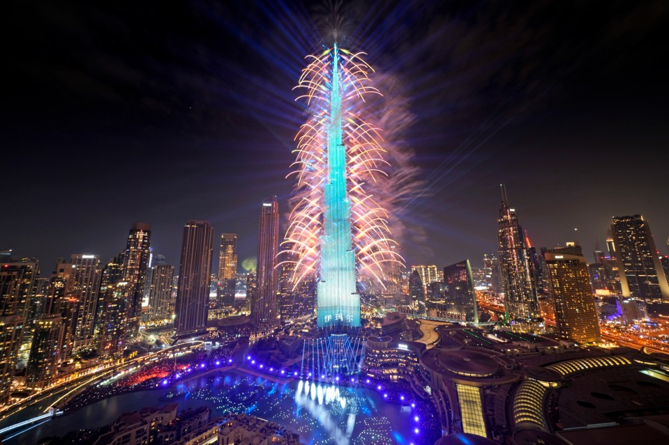 The 2024 fireworks display at the Burj Khalifa, the world’s tallest building, in Dubai