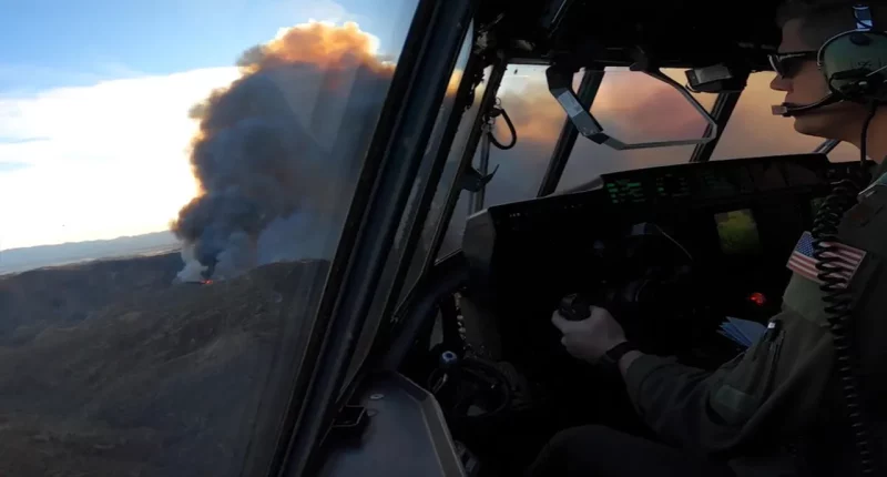 Hughes Fire: California Air National Guard releases video showing cockpit view of plane fighting the blaze