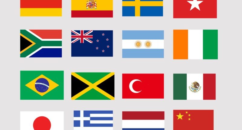 Grid of national flags with one or more errors.