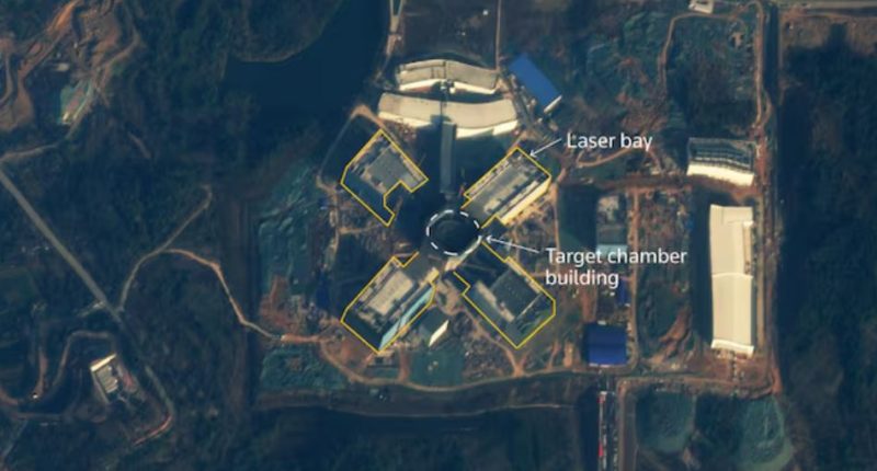 Satellite image of a large-scale laser fusion research center in Mianyang, China.