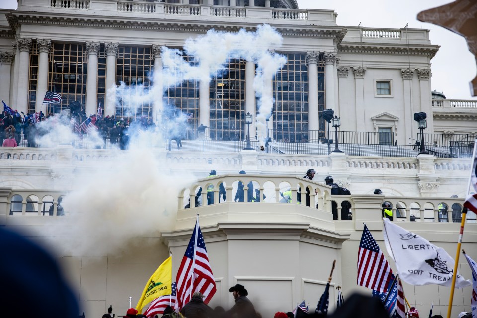 Pro-Trump supporters storming the US Capitol building.
