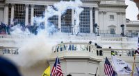 Pro-Trump supporters storming the US Capitol building.