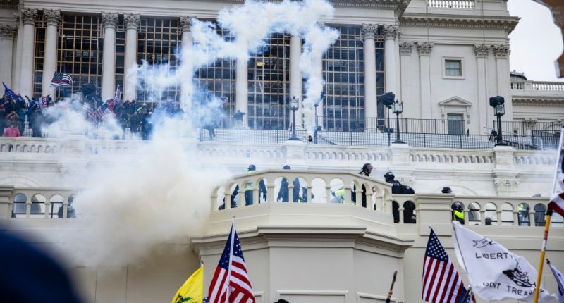 Pro-Trump supporters storming the US Capitol building.