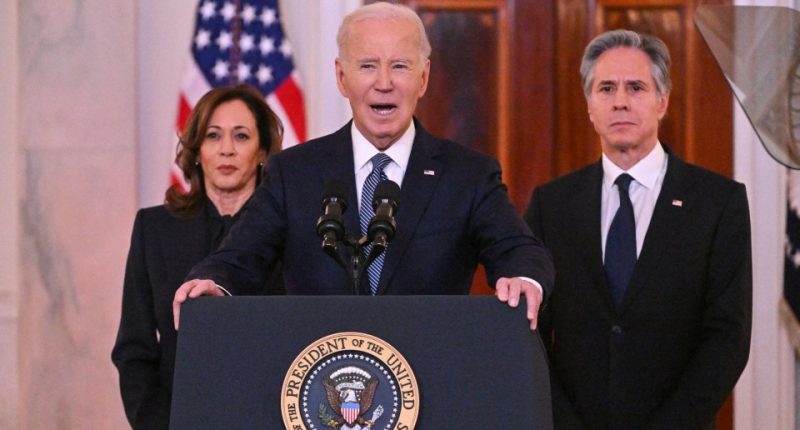 President Biden, Vice President Harris, and Secretary of State Blinken announce an Israel-Hamas ceasefire agreement.