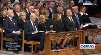 President Joe Biden closed his eyes and put his head down during Jimmy Carter's funeral, which body language expert Patti Wood said was a response to his grief