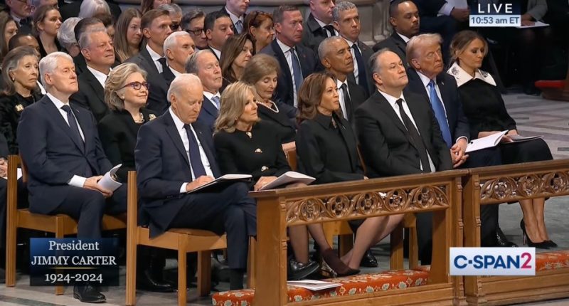 President Joe Biden closed his eyes and put his head down during Jimmy Carter's funeral, which body language expert Patti Wood said was a response to his grief