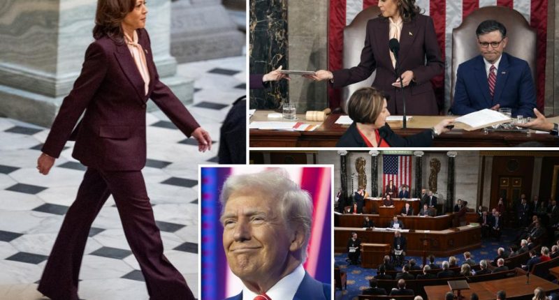 Kamala Harris certifies her own resounding loss to Donald Trump in front of cheering Congress