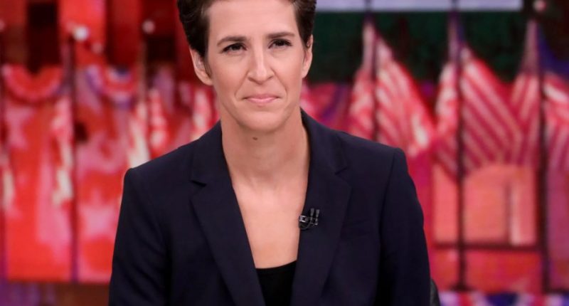 Rachel Maddow hosting MSNBC's election night coverage in 2016.