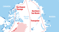Map of Arctic trade routes highlighting Greenland's strategic location.
