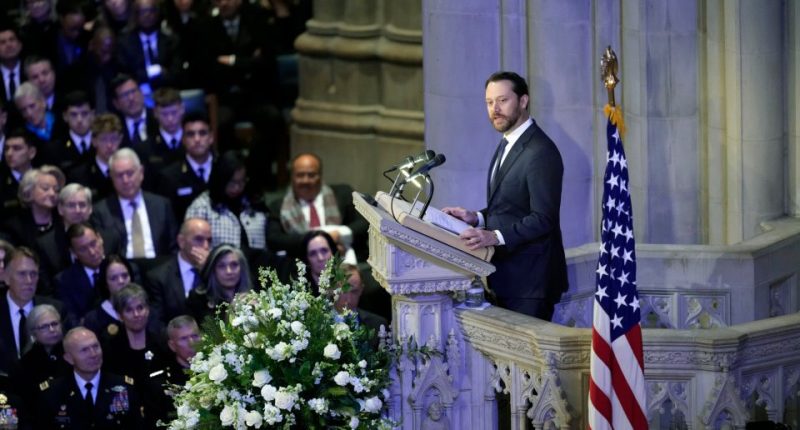 Jason Carter speaks during the state funeral for former President Jimmy Carter at Washington National Cathedral in Washington on January 9
