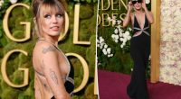 Miley Cyrus goes rock 'n' roll chic on Golden Globes 2025 red carpet