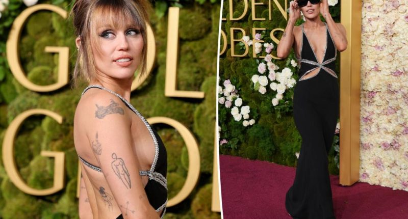 Miley Cyrus goes rock 'n' roll chic on Golden Globes 2025 red carpet