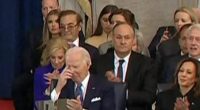 President Biden and Vice President Harris at a ceremony.