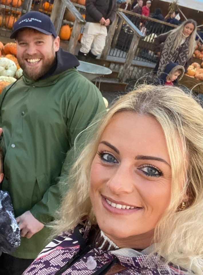 Family at a pumpkin patch.